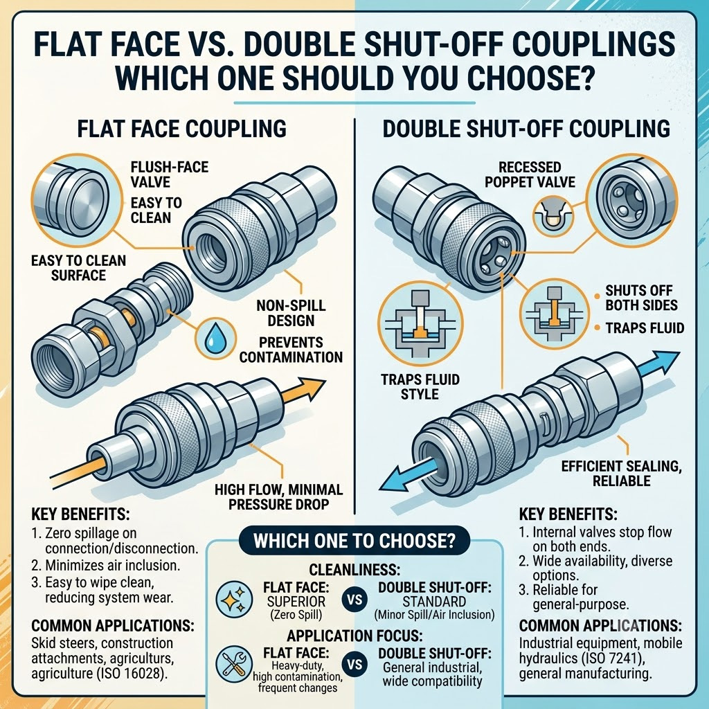 Flat Face vs. Double Shut-Off Couplings – Which One Should You Choose? 4 flat face vs double shut off couplings which one should you choose