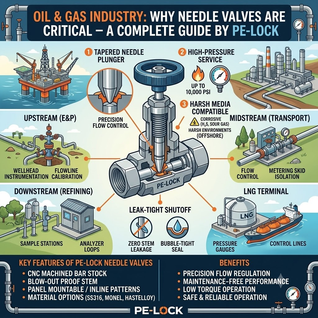 Oil & Gas Industry: Why Needle Valves Are Critical – A Complete Guide by PE-LOCK 2 oil gas industry why needle valves are critical a complete guide by pe lock